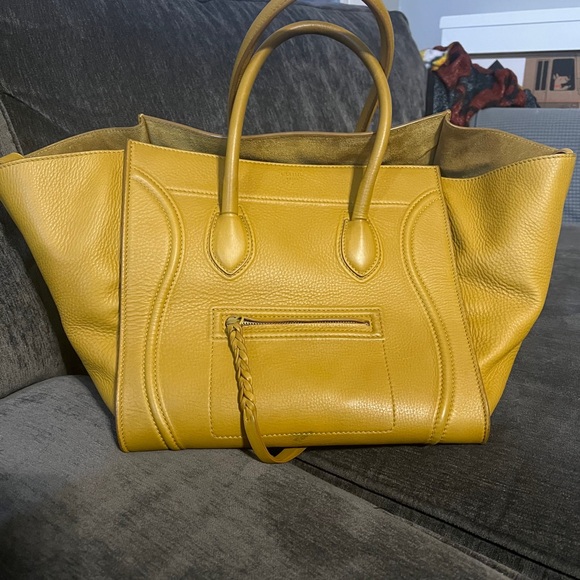 Celine Mustard Yellow Leather Tote - Picture 1 of 5